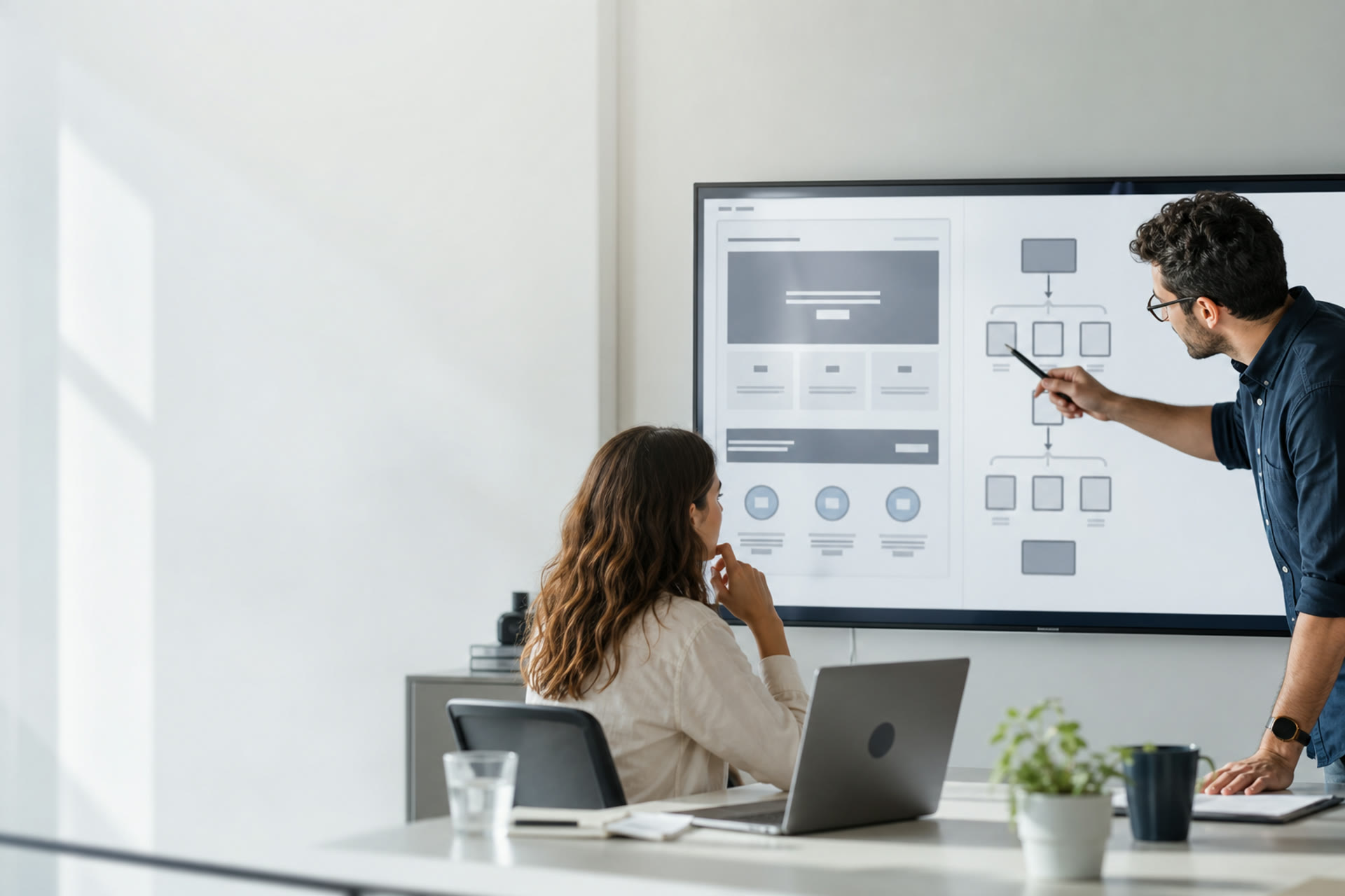 Echipă care proiectează un landing page pentru o campanie comercială
